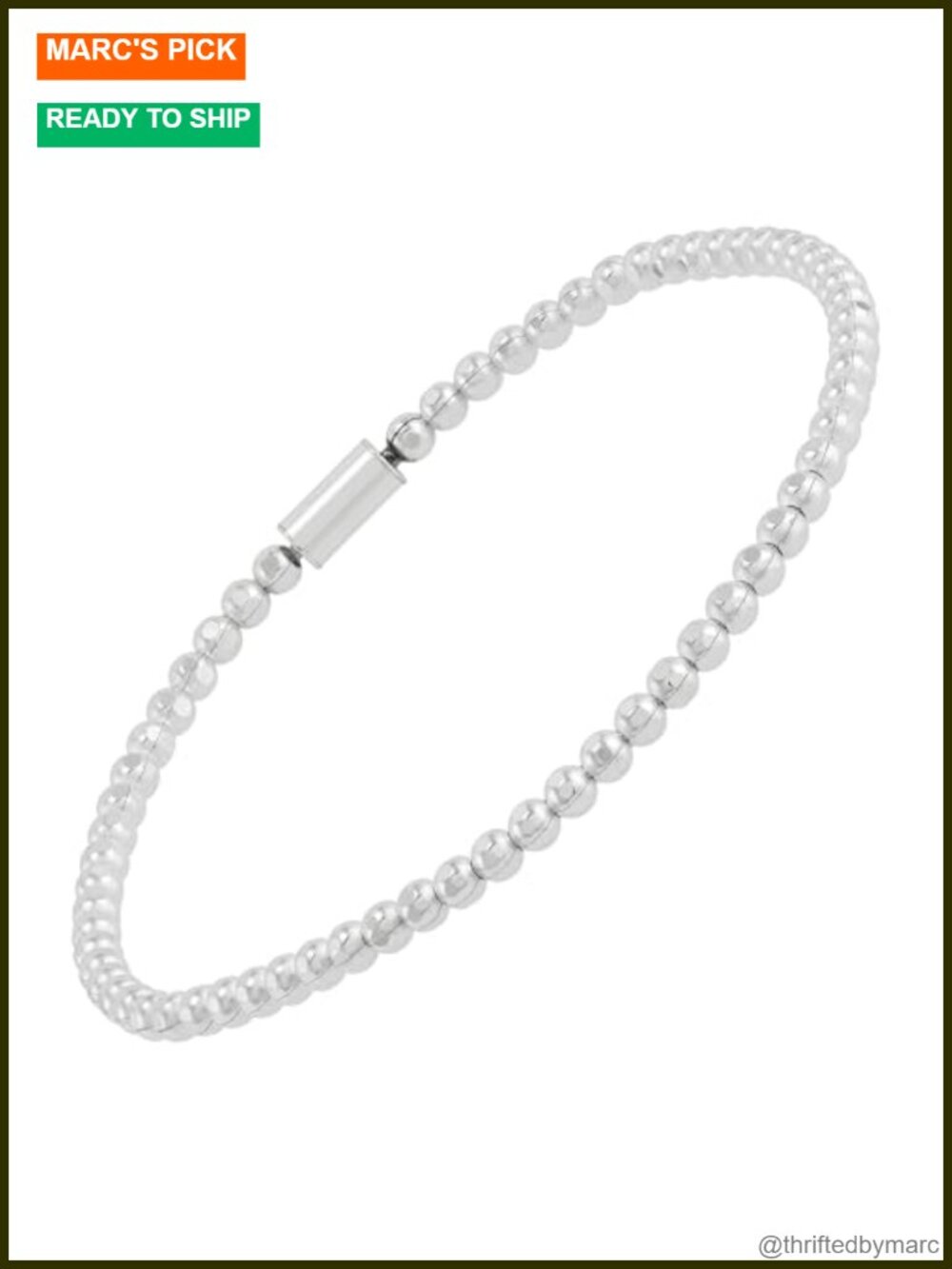 Sterling Silver Stretch Bracelet Multi-Faceted Beads 7.5"